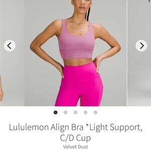 Lululemon align bra light support C/D cup velvet dust